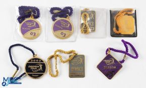 Selection of Various PGA European Golf Tour Brass & Enamel Patron/Season Badges from 1987 onwards (