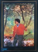 Seve Ballesteros Signed ltd ed colour Golfing Print - signed twice by Seve in gilt coloured pen to