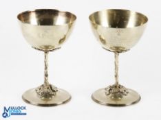 1875-1880 Rugby School House Cups, both silverplated goblets by Maplin & Webb - for J Fison 1st in