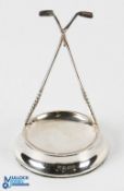 Edwardian Hallmarked Silver Pocket Watch Holder with Golf Club Design with central hanging hook at