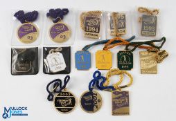 Collection of PGA European Golf Tour Brass & Enamel Patron/Season Badges from 1985 onwards (14) to
