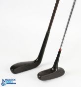 2x Interesting and Early Composite Steel Shafted Putters - "Gallett Greenmaster" centre shaft putter