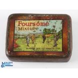 Early Robert Sinclair Tobacco Co Ltd Golfers "Foursomes Tobacco" tin with hinged lid - decorated