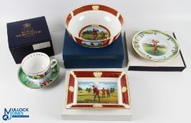 4 Royal Worcester Golfing Collection Bone China Collectables, to include VIP gold cup and saucer,