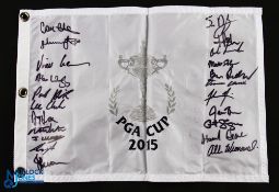 2015 PGA Cup 27th USA v GB&I Signed Golf Pin Flag - played at Corde Valle Golf Club St Martin USA