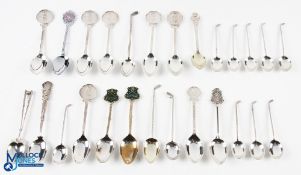 Collection of silver plated and white metal Golfing Spoons (26) - of assorted designs including club