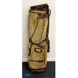 Bryant Leather & Canvas Golf Bag, with 3 dividers in the centre panel, comes with pockets for,