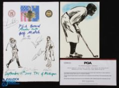 2x Harold Riley Signed Golf Related Drawings - to incl 2004 TPC of Michigan with sketches of