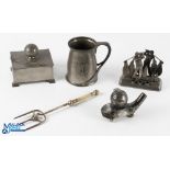 Golf pewter and metal ware Collectables: a Tudric pewter tankard (with a few flat spots to it), a