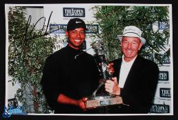 Tiger Woods Signed Large Golf Photograph - with Tommy Horton Presenting Tiger with Harry Trophy