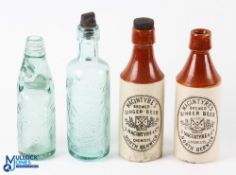 Collection of J Macintyre & Co North Berwick Stoneware and Glassware Ginger Beer Bottles (4) - 2x