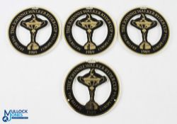 1989 Johnny Walker Ryder Cup The Belfry Golf Bag Tags (4) - in Johnny Walker colours black and gold,