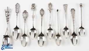 Group of 10x Assorted Golfing Teaspoons - including St Mungo, BMGC, FGC, BGC and other golf