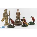 5x Bronze Cast Iron Golf Doorstops, a good-looking period bronze golf figure #36cm tall and 4 modern