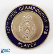 1978 St Andrews Open Golf Championship Players Enamel Badge - given to contestant Tommy Horton - won