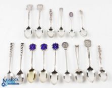 15x Assorted Silver Golfing Spoons - including Willingdon, HLGC, MGC and other designs, some