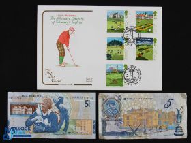 2x Royal Bank of Scotland £5 Pound Notes Golf - a circulated Old Tom Morris banknote 2004, and