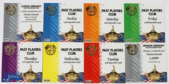 2006 Ryder Cup The K Club Dublin Collection of Official Past Players Laminated Tickets (8) to incl