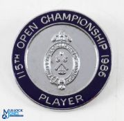 1986 Turnberry Open Golf Championship Players Enamel Badge - won by Greg Norman from runner Gordon