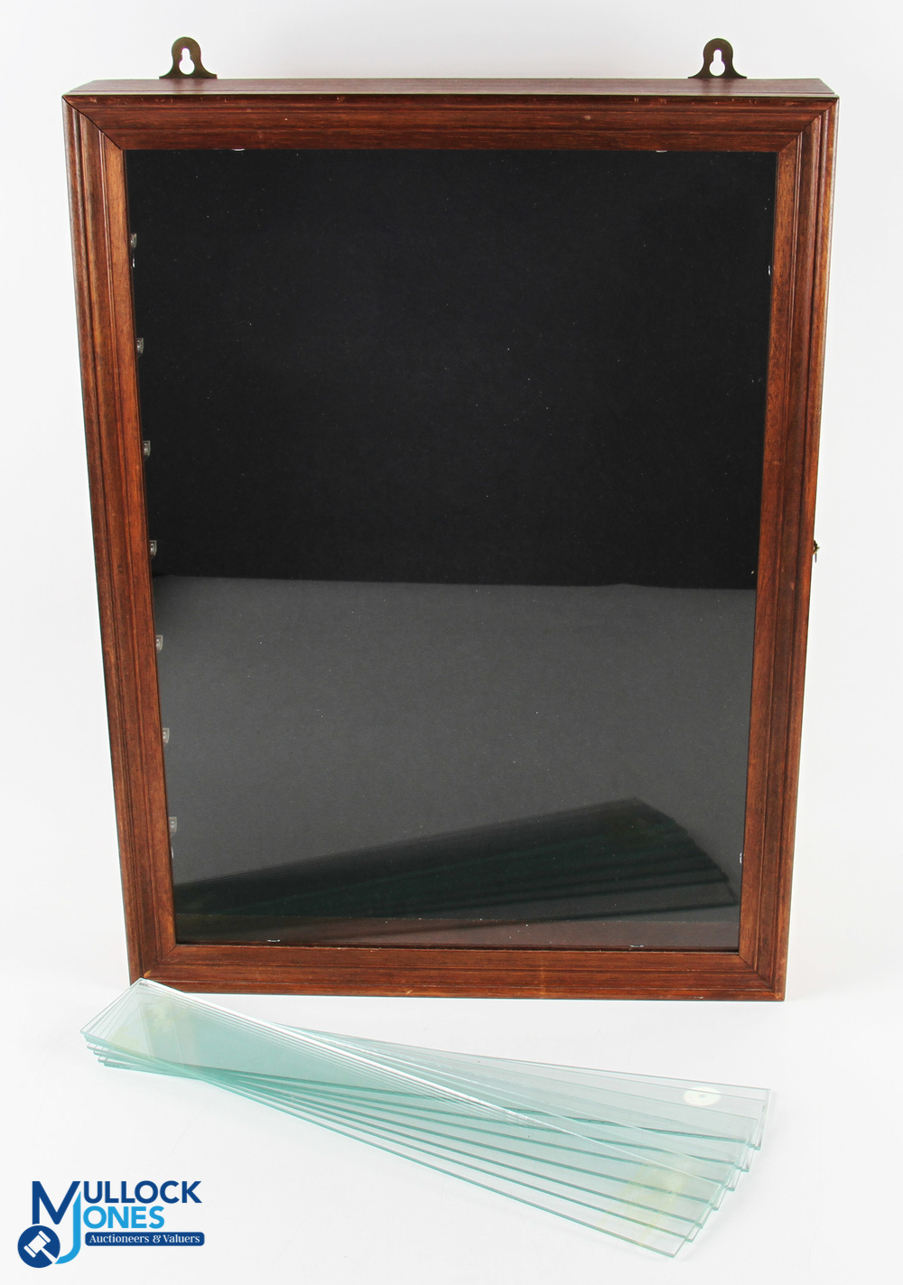 Wooden Glass Fronted Golf Ball Display Case, with 7 glass shelves, wall mountable - size #46cm x