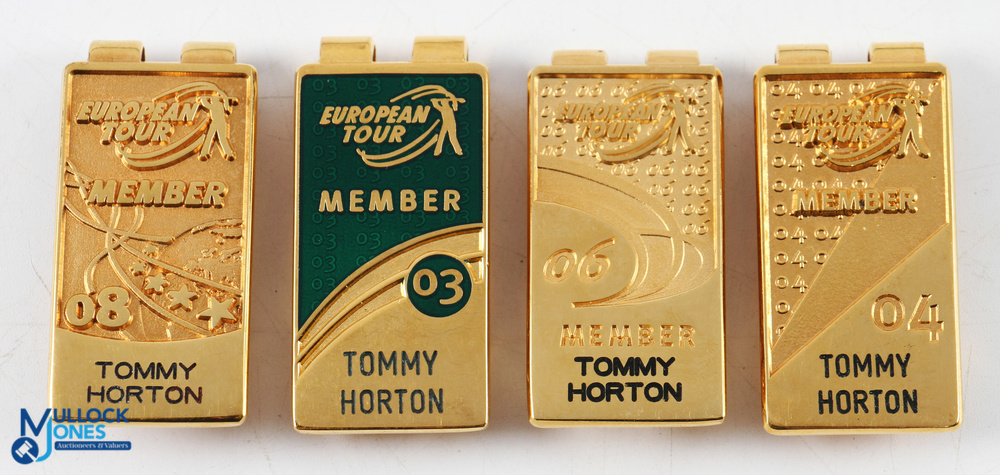Collection of Tommy Horton PGA European Golf Tour Members Money Clips (4) for '03, '04, '06, & '08
