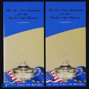 2x 2002 Ryder Cup De Vere Belfry Luncheon Menus for Ryder Cup Players one signed - one signed by 35x