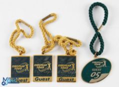 Collection of European Golf Tour Brass and Enamel Courtesy Guest Badges (4) - each embossed on the