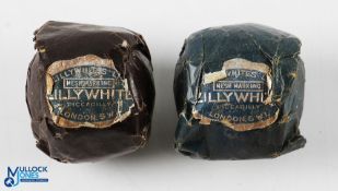 2x Lillywhite, Piccadilly London SW1 Paper Wrapped Mesh Pattern Golf Balls - retaining most of the