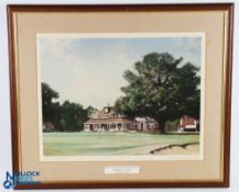 Michael Burnett colour Golf Print "The Sunningdale Oak and Clubhouse" from the original painting