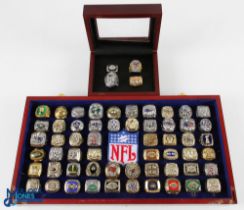 NHL Championship Replica Oversized Rings - 60 assorted rings in 2 wooden fitted display boxes, the