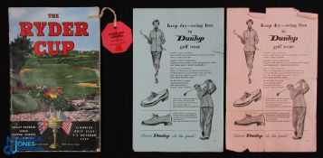 1957 Ryder Cup Programme (Lindrick) 4/5th October with entrance tag - the tag attached to cover of