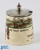 Royal Doulton Golfing Series Ware Preserve Pot - with Crombie style golfers design with motto 'he