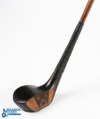 Fine Harry Vardon Special Dark Stained Small Scare head Brassie with full brass sole plate,