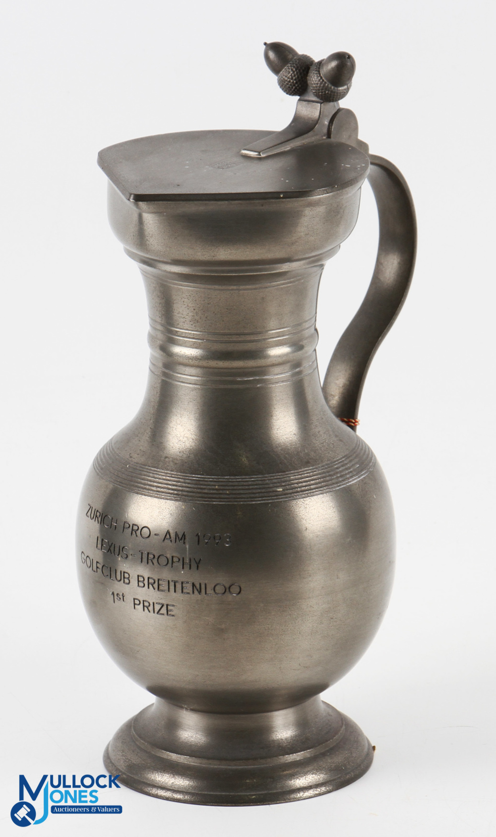 1993 Zurich Pro-Am Lexus Trophy 1st Prize - large pewter Stein c/w hinged lid made by Sigg Zinn