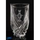 Fine Solheim Cup Lead Crystal Oval Vase - c/w etched Solheim Cup to the front panel - overall 10"