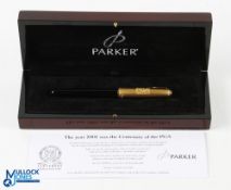 Scarce 2001 PGA Centenary Parker 'Sonnet' Fountain Pen - ltd ed no. 64/100 with engraved gilt top,