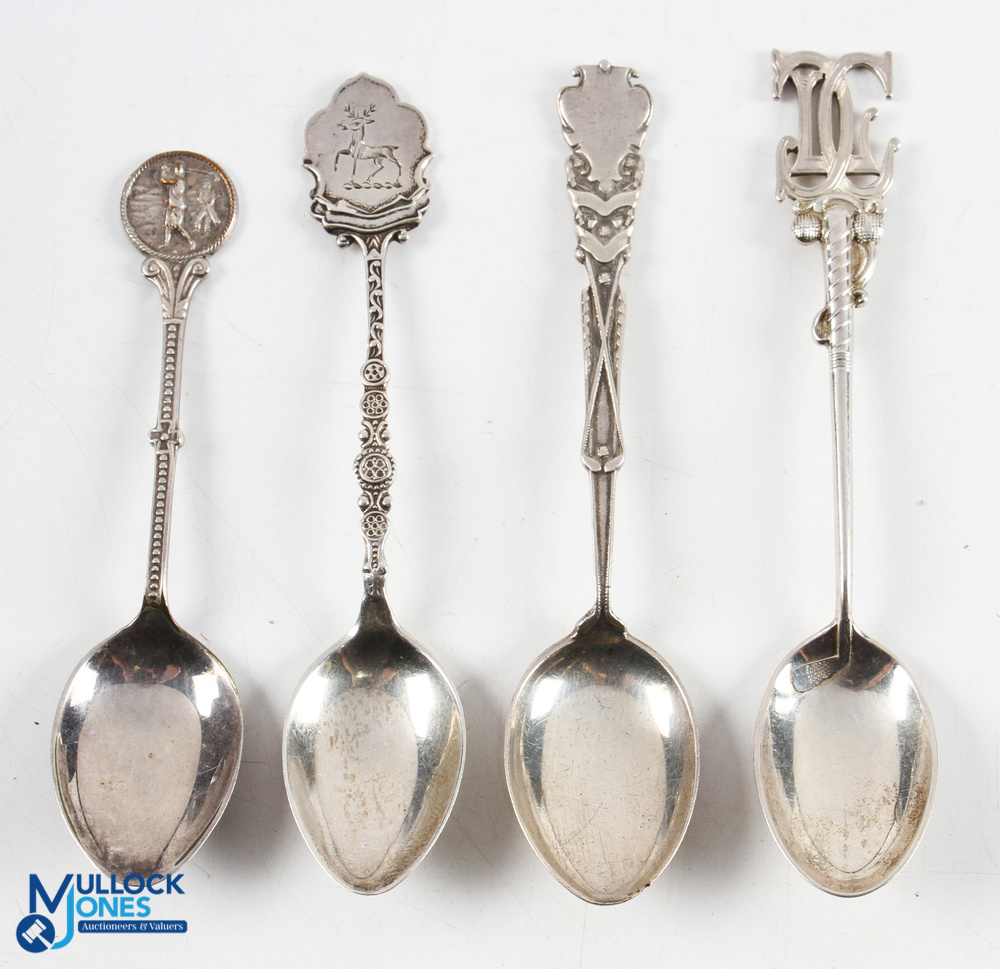 3x Interesting Decorative Silver Hallmarked Golfing Teaspoons and one other (4) - 1932 Y.R.I.G.C