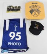 Collection of Ryder Cup Related Items (4) 1993 The Belfry Spectators Cushion, '95 Photographer's