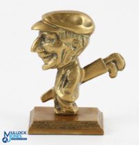Original Punch Golfing Caddie Solid Brass Figure Desk Paper Weight - stamped Reg Pat No.998912 on