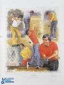 Seve Ballesteros Signed ltd ed colour Golfing Collage Print - from the original painting by artist