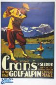 2x Crans Gold Alpin Posters - two reproduction golf posters of a 1924 poster - ready for display,