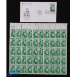 1981 Bobby Jones First Day Cover, with Pinehurst cancelation plus a sheet of 50 unused 18c stamps