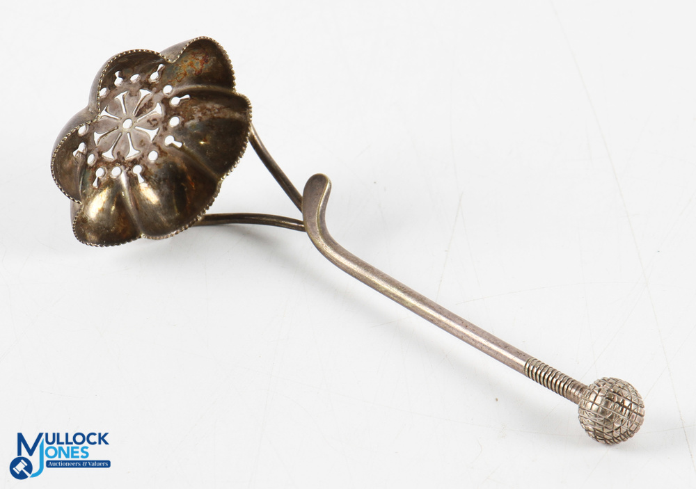 Silver Plate Preserve/Jam/Sugar Spoon fitted with Golf Club and Guttie Golf Ball Handle overall 5.