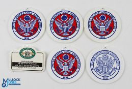 Collection of Tommy Horton US Senior Golf Open Tournament Competitor's Bag Tags (5) to incl 2x