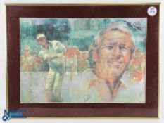 Arnold Palmer signed and Hale Irwin (unsigned) ltd ed colour golf print - signed in pen to the lower