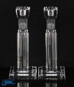 2004 Ryder Cup Oakland Hills Country Club USA pair of lead crystal Corinthian style candlesticks -