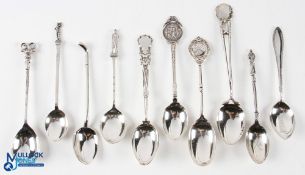 Group of 10x Assorted Golfing Teaspoons - including Cavendish, LLGC, BGC and other golf related