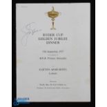 Rare 1977 Ryder Cup Golden Jubilee Dinner Menu signed by both teams and H.R.H. Princess Alexandra (