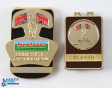 2x Interesting British Par 3 Golf Championship Players Brass and Enamel Money Clips - to incl one