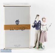 Lladro Porcelain 'Golfing Couple' Model 1453 height 34cm, in original box with certificate, with